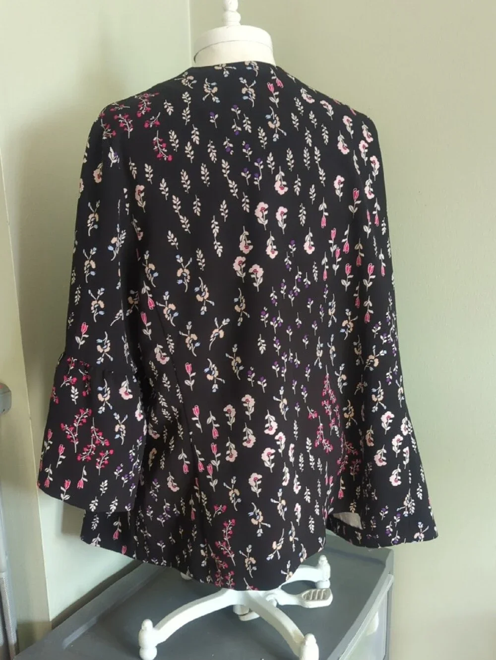 Lane Bryant Black Floral Open-Front Blazer Jacket